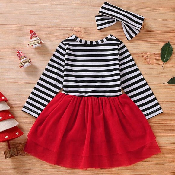 JUST IN! Buffalo Check Santa Tulle Dress & Bow Set - Picture 3 of 5